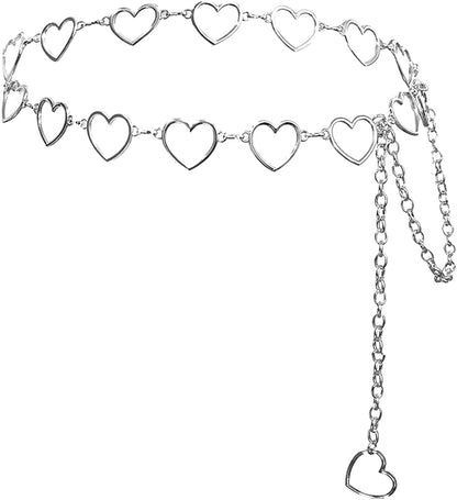 Eyraevor Women Long Tassel Waist Chain Belt Multilayer Body Belly Chain for Dress Apparel & Accessories > Jewelry > Body Jewelry Eyraevor Silver Heart-41inch  