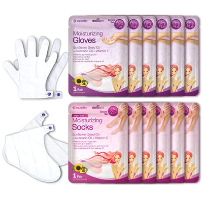 Epielle Moisturizing Hand & Foot Masks (Glove & Socks 12Pk) for Dry Hand, Dry & Cracked Heel Spa Masks Sunflower Seed Oil + Avocado Oil + Vitamin E | Skincare Gifts | Skincare Party Favors.. STOCKING STUFFERS!! Health & Beauty > Personal Care > Foot Care Epielle   