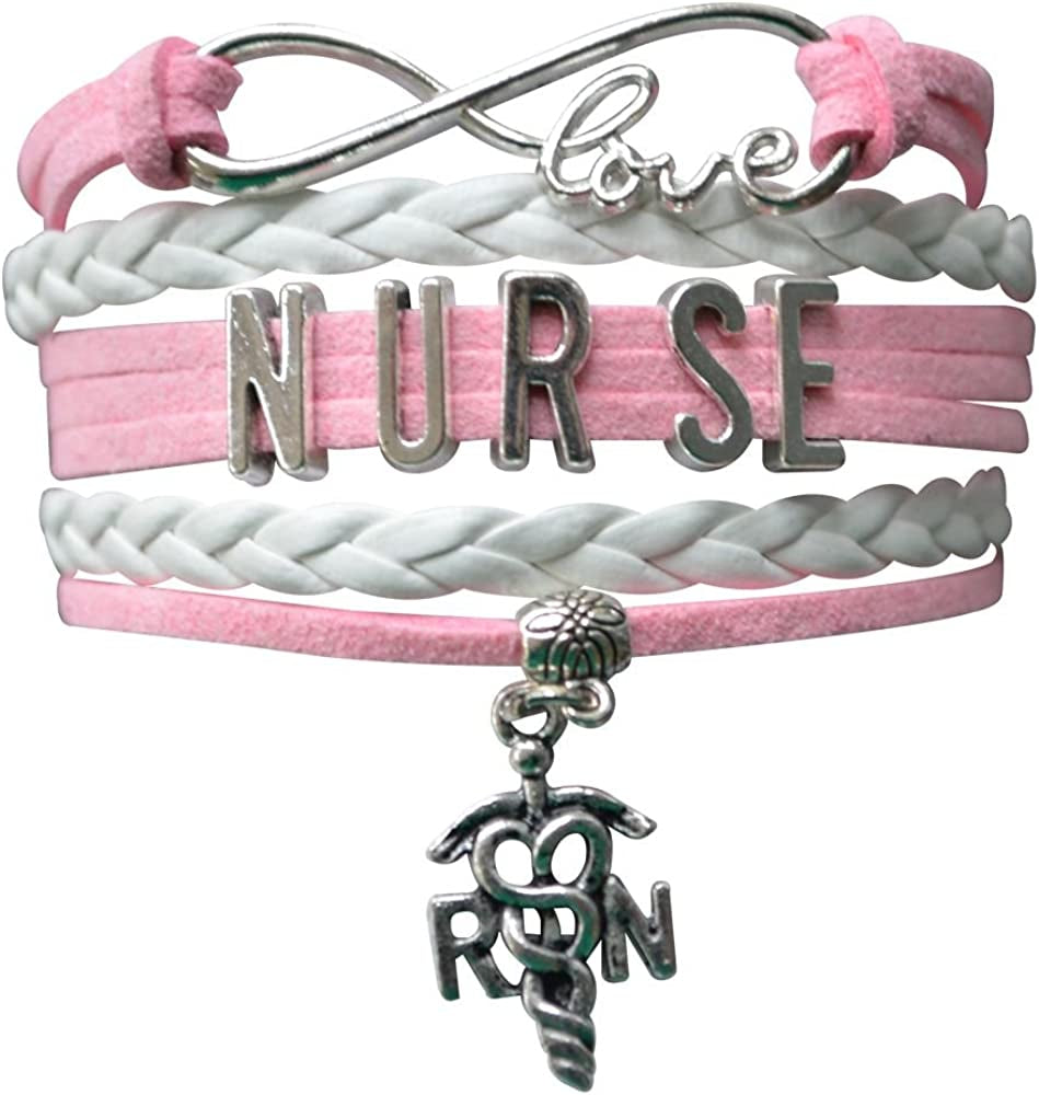 Infinity Collection Nurse Bracelet, Nurse Charm Bracelet Makes Perfect Nurse Gifts Apparel & Accessories > Jewelry > Bracelets Infinity Collection Light Pink  