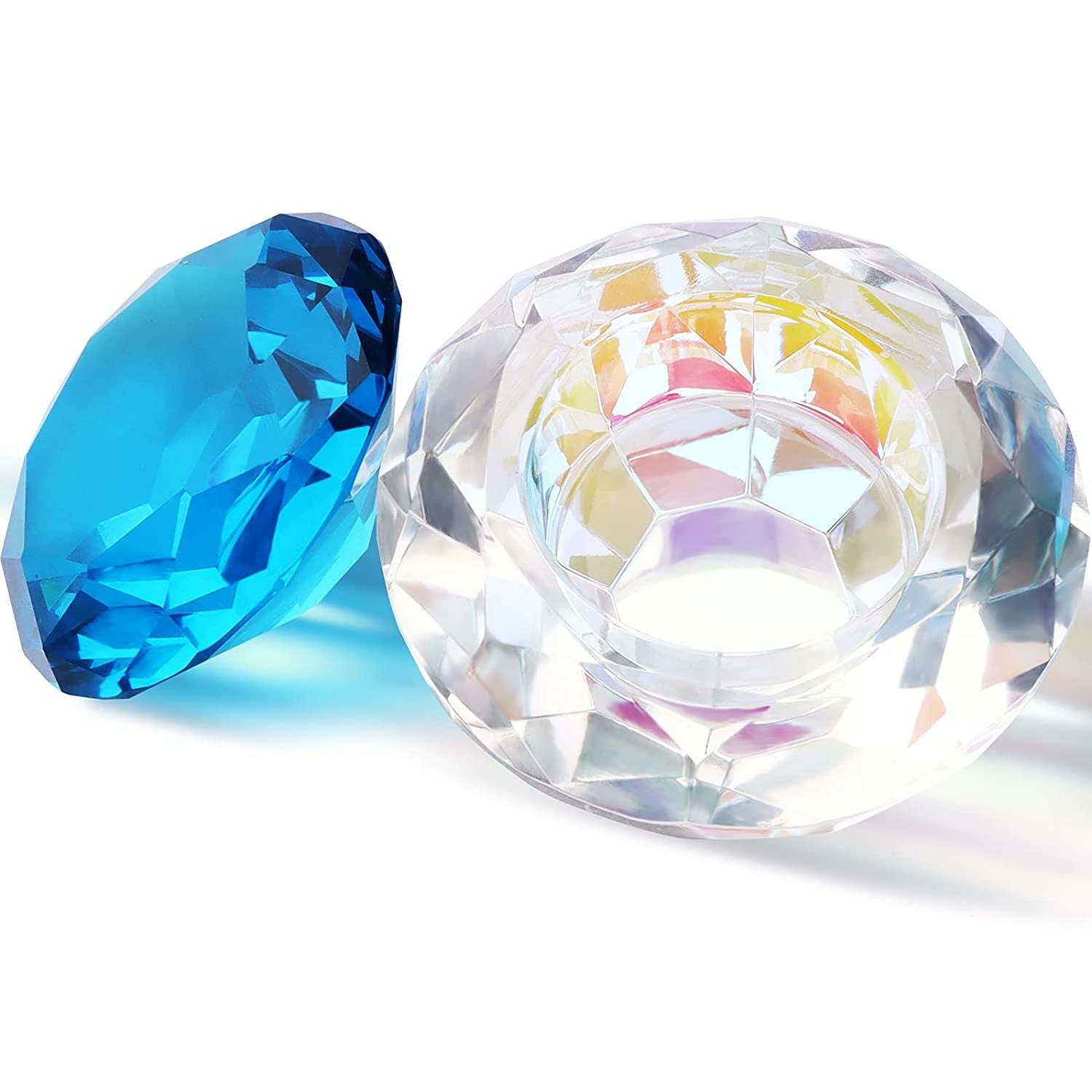 Kalolary 1 Pc Colorful Nail Art Dappen Dish for Acrylic Liquid Powder, Nail Crystal Bowl Glass Nail Cup Nail Glassware with Purple Gemstone Lid for Nail Art Manicure Care Tools(Purple) Health & Beauty > Personal Care > Cosmetics > Cosmetic Tools > Nail Tools Kalolary Blue  