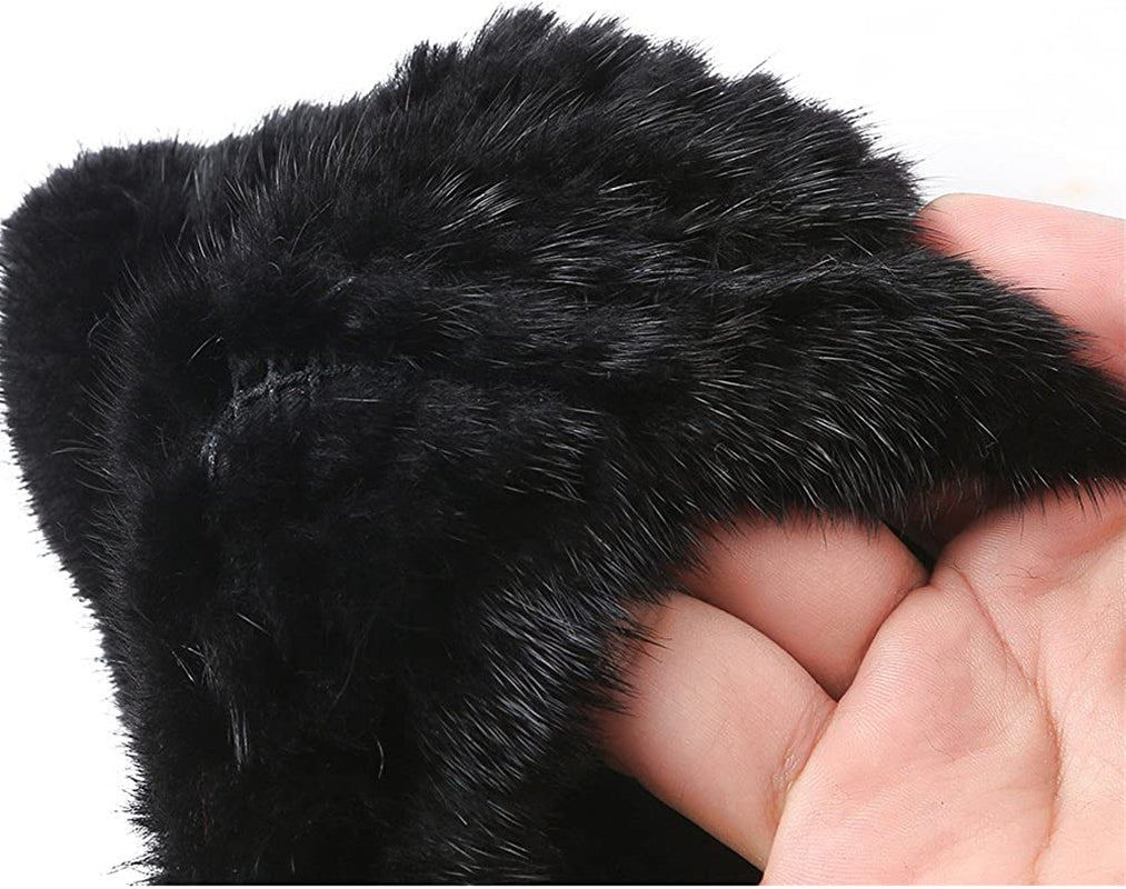 Valpeak Womens Winter Mittens Knitted Mink Fur Gloves Fingerless Arm Warmers Cold Weather Elasticity Apparel & Accessories > Clothing Accessories > Gloves & Mittens Valpeak   