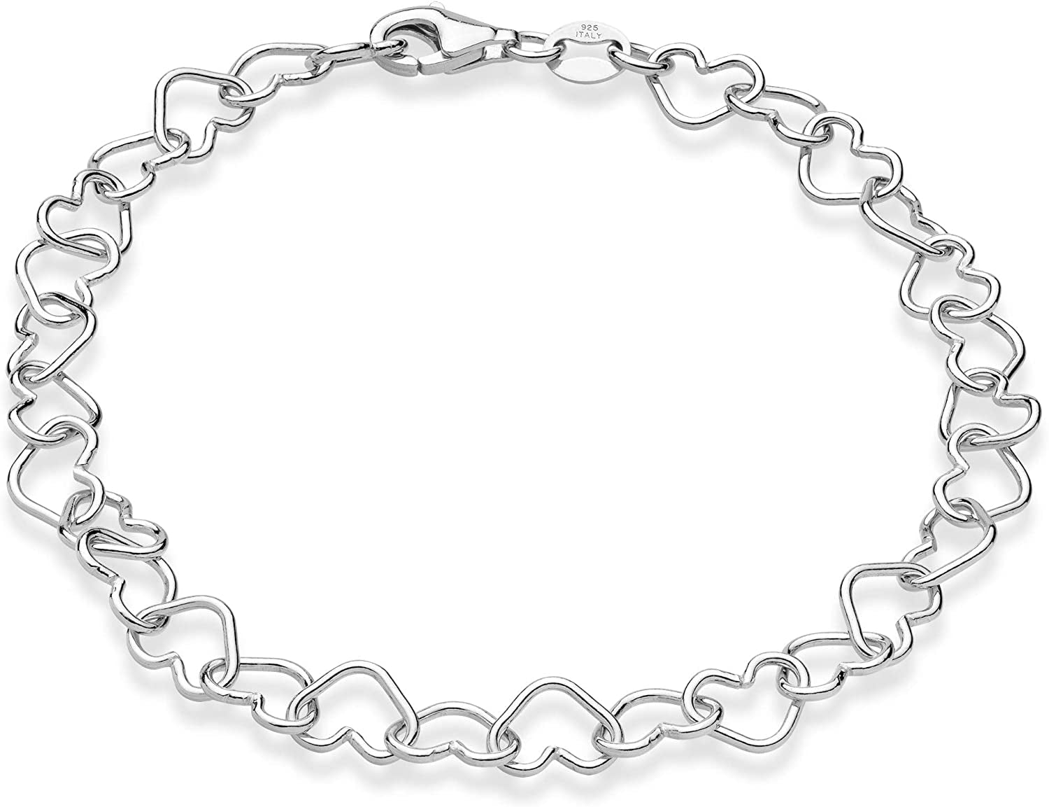 Miabella Sterling Silver Italian 5Mm Rolo Heart Link Chain Bracelet for Women Teen Girls, Made in Italy Apparel & Accessories > Jewelry > Bracelets Miabella Length 6.5 Inches  