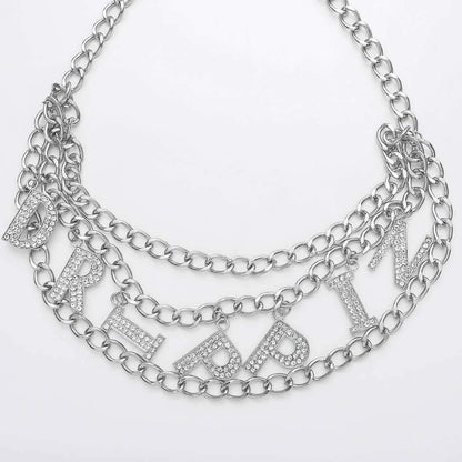 Nicute Layered Waist Chain Letters Rhinestone Belly Chains Fashion Crystal Body Jewelry for Women and Girls (Silver) Apparel & Accessories > Jewelry > Body Jewelry Nicute   