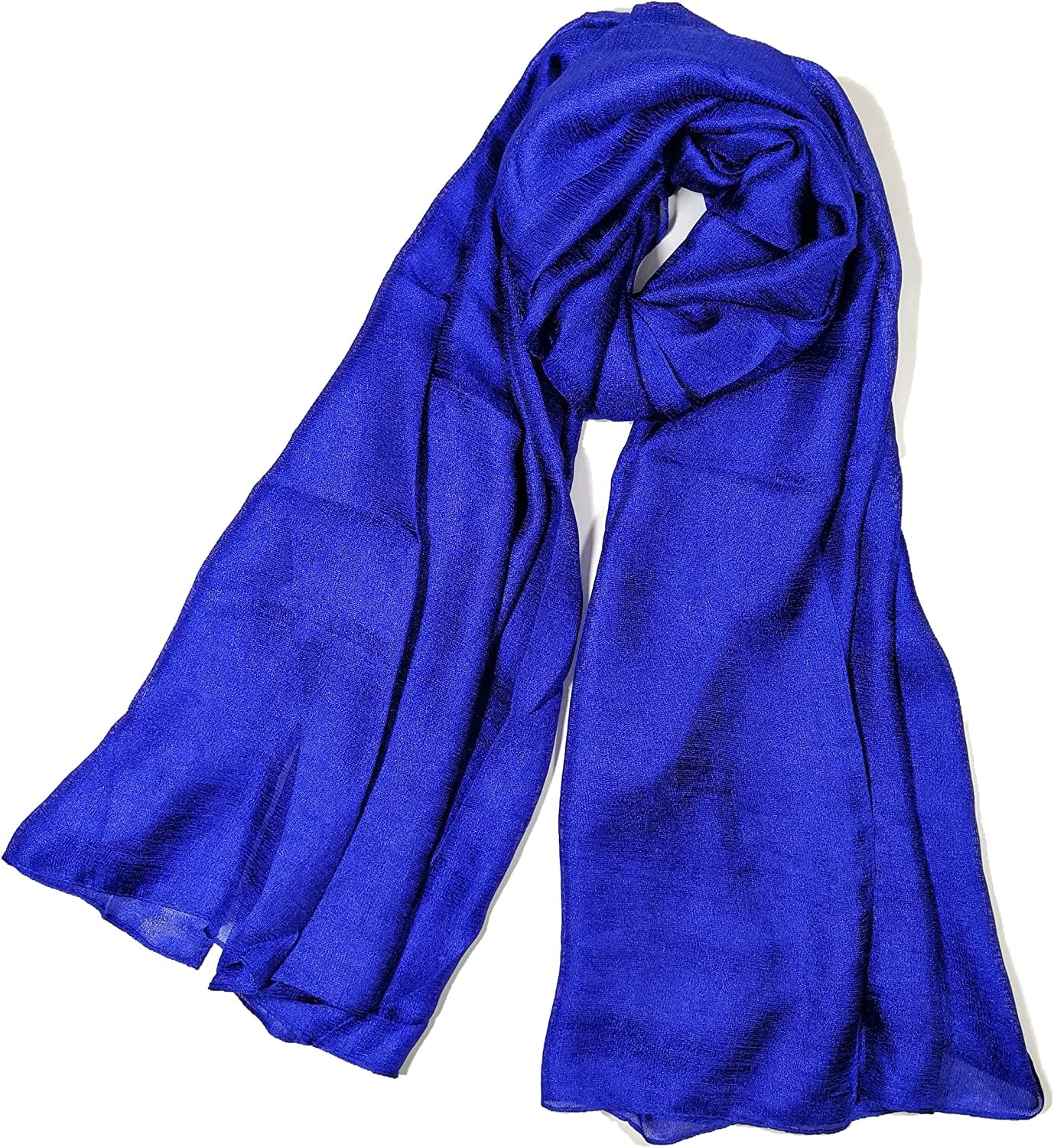 Shanlin Solid Color Silk Feel Long Scarves Apparel & Accessories > Clothing Accessories > Scarves & Shawls Shanlin Electric Blue  