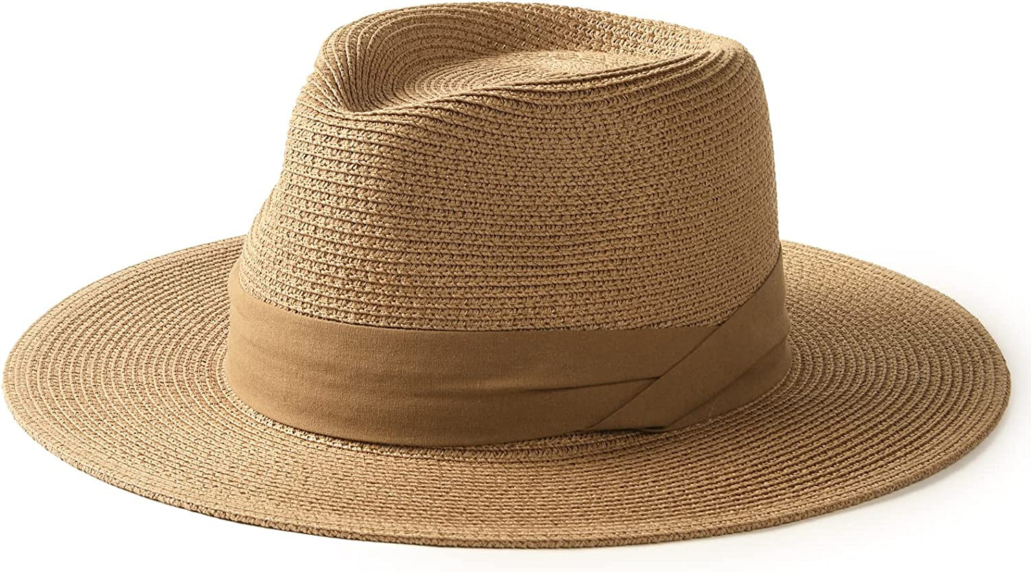 FURTALK Panama Hat Sun Hats for Women Men Wide Brim Fedora Straw Beach Hat UV UPF 50 Apparel & Accessories > Clothing Accessories > Hats KYLIE MAX Brown Large 