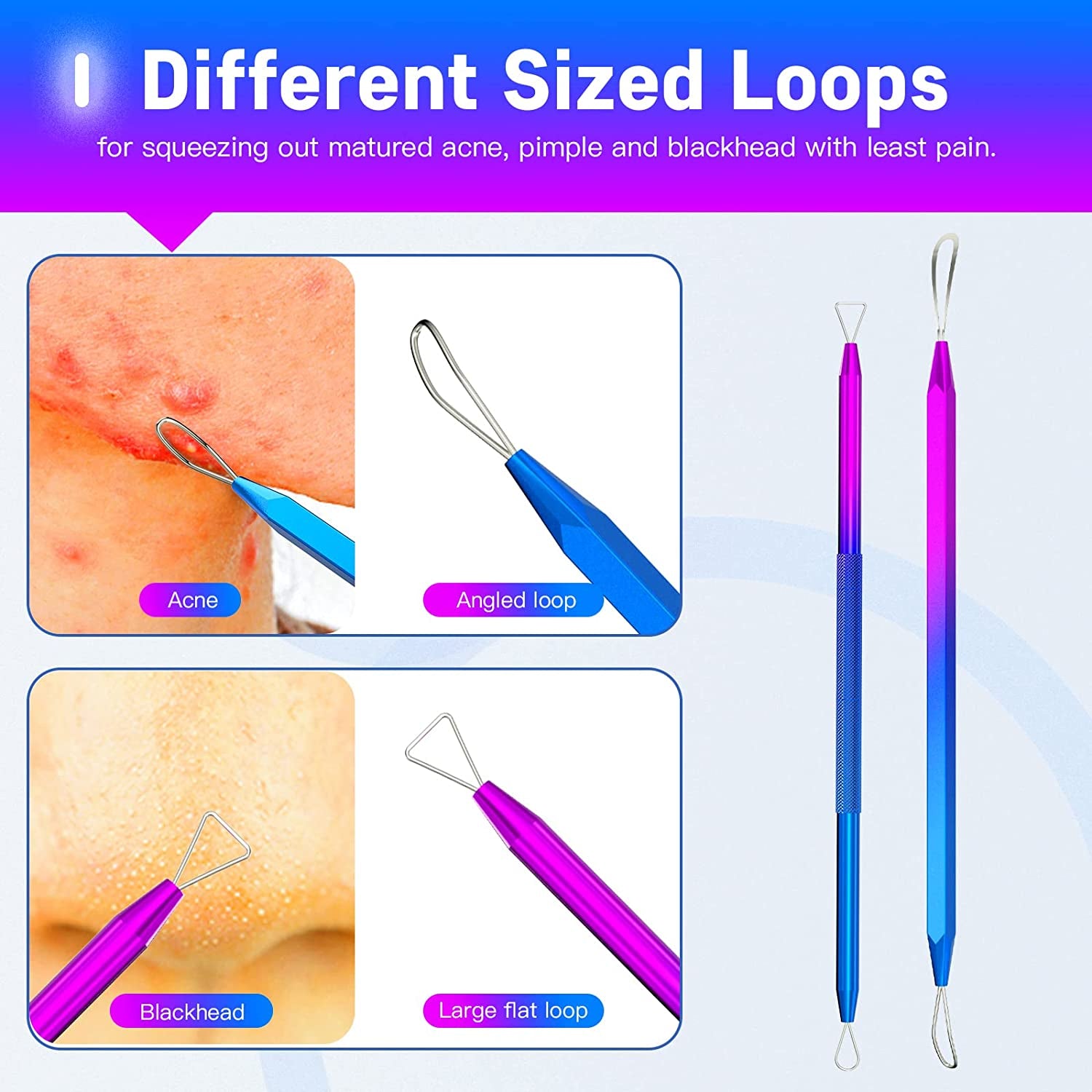 Pimple Popper Tool Kit, Rezhy 10 Pcs Blackhead Remover Comedone Extractor, Pimple Extractors Blackhead Extractor Kit for Acne Blemish Removal with Metal Case (Multicolor) Health & Beauty > Personal Care > Cosmetics > Cosmetic Tools > Skin Care Tools Rezhy   