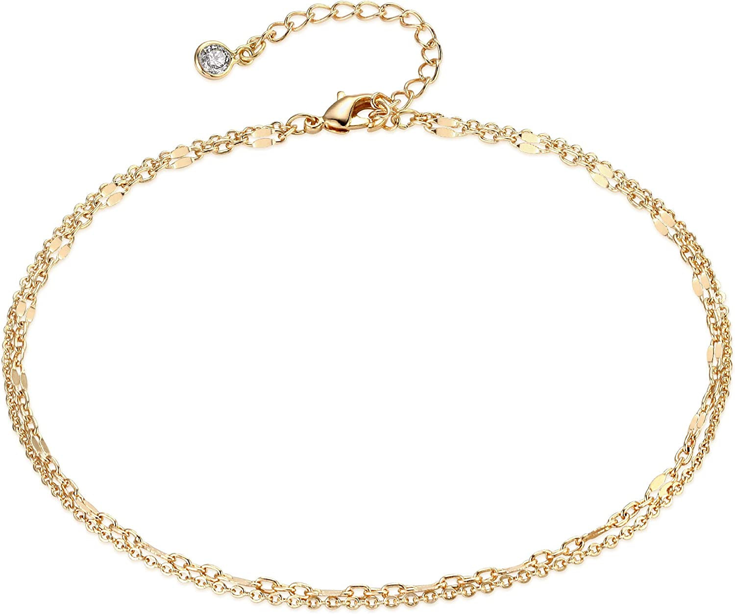 Mevecco Gold Evil Eye Charm Anklet,14K Gold Plated Boho Beach Dainty Cute Tiny Lucky Star Foot Chain Ankle Bracelet Silver Beaded Chain Anklet for Women Apparel & Accessories > Jewelry > Anklets MEVECCO Layer Lace  