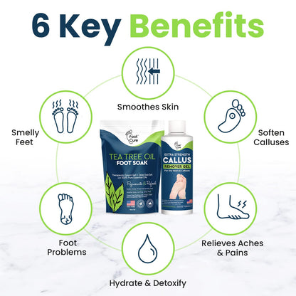 Tea Tree Foot Soak & Callus Remover Gel Kit - Extra Strength Callus Remover Gel & Antifungal Foot Soak with Epsom Salts for Calluses, Dry Cracked Heels, Toenail Fungus & Odor - Pedicure for Tired Feet Health & Beauty > Personal Care > Foot Care FOOT CURE   