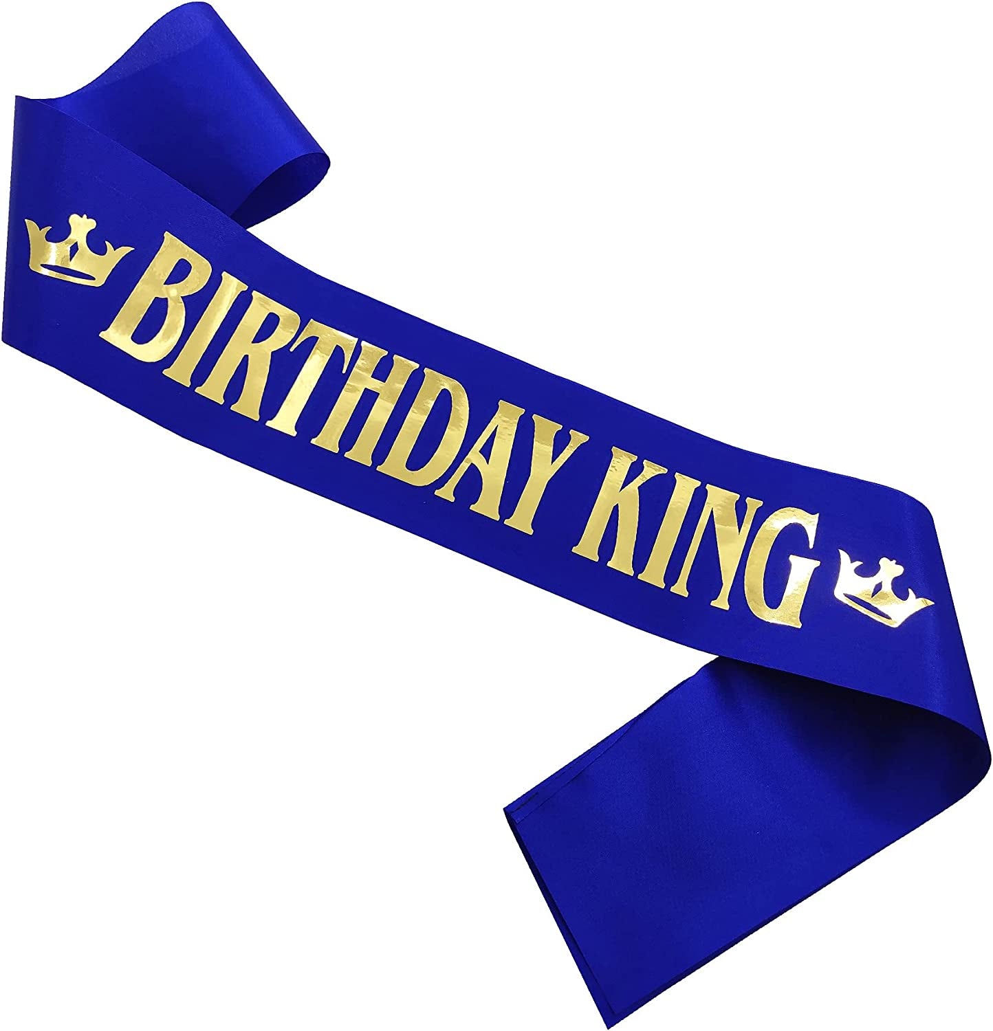 Birthday Gifts for Men,Boy Birthday King Sash Birthday Party Supplies and Decorations (Black-Silver） Apparel & Accessories > Clothing Accessories > Sashes MGJSRNH Blue-gold  
