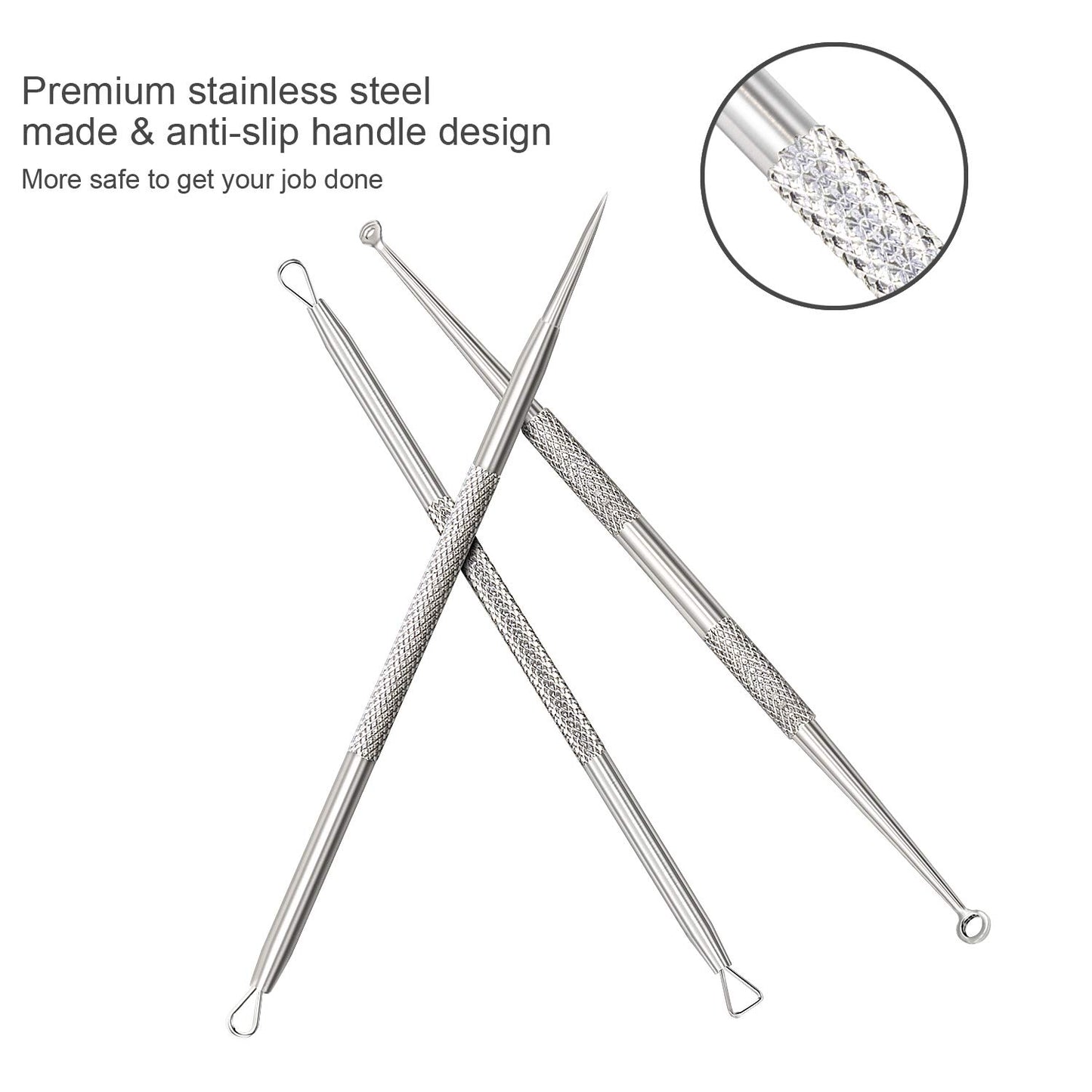Hotlife Blackhead Removal Tool Pimple Extractor Kit, Professional Stainless Steel Titanium Lancet Needle, Curved Tweezer, Comedone Extractor Splinter Cysts Zit Popper Acne Remover, 5 Pack Health & Beauty > Personal Care > Cosmetics > Cosmetic Tools > Skin Care Tools HOTLIFE   