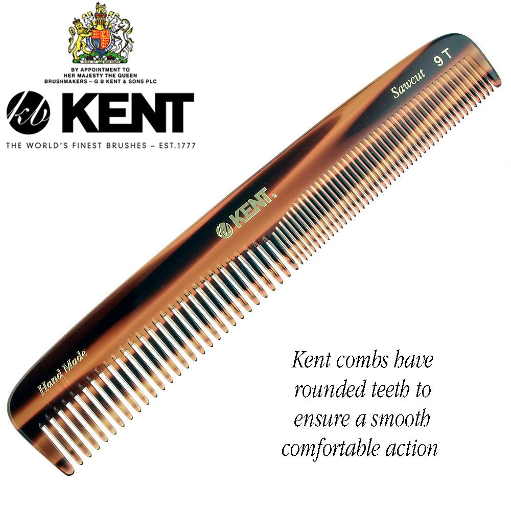 Kent 9T Pocket Comb & Hair Straightener - Wide Tooth/Fine Tooth Comb for Hair Care - Beard Straightener Comb and Cosmetology Supplies - Detangling Comb and Straightening Comb Styling Beard Comb Health & Beauty > Personal Care > Hair Care KENT   
