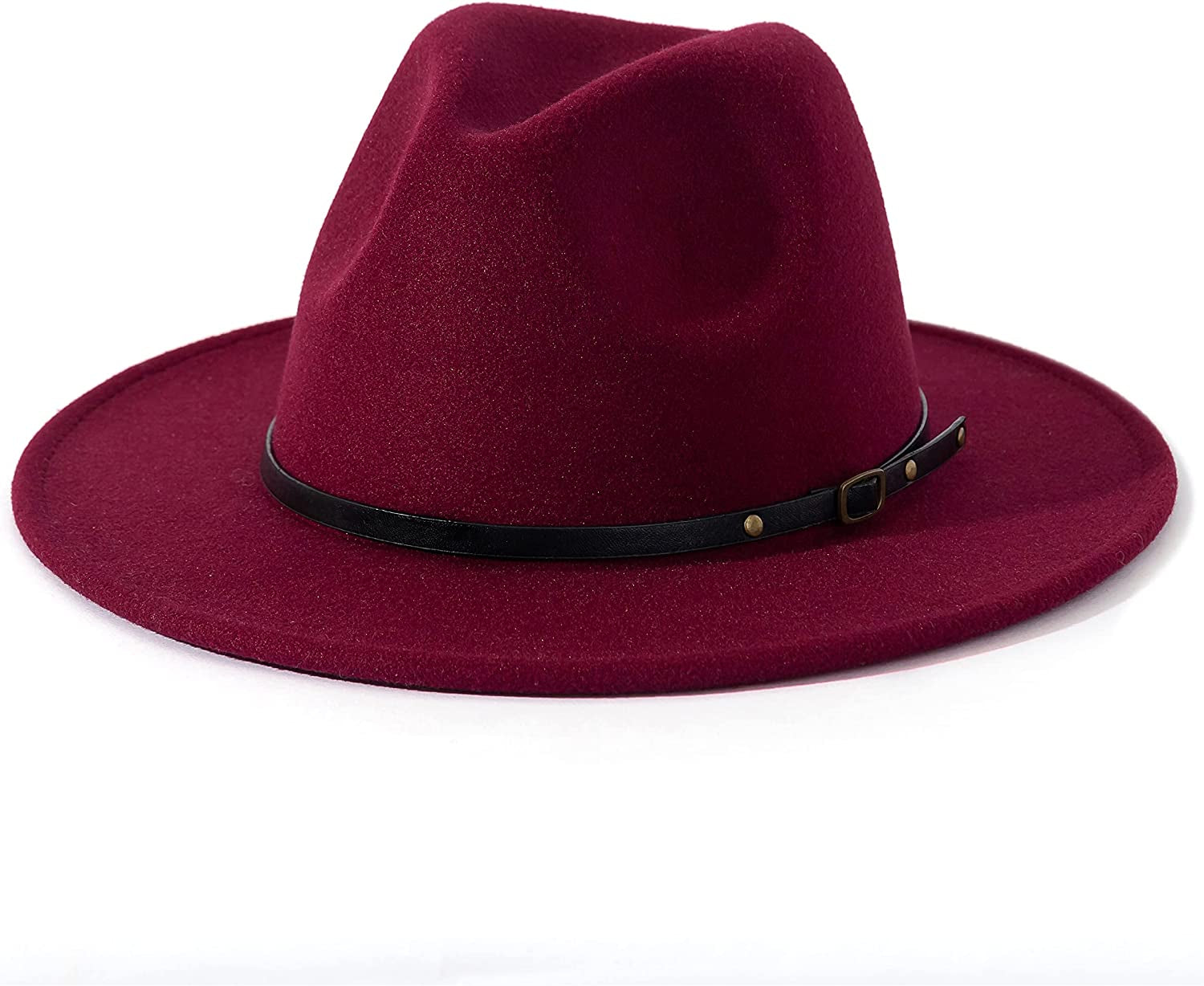 Lisianthus Women Belt Buckle Fedora Hat Apparel & Accessories > Clothing Accessories > Hats Lisianthus Claret-red  