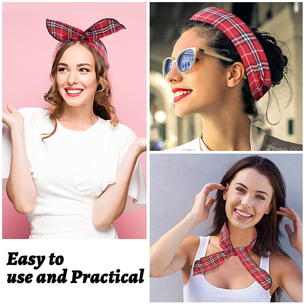 Carede Twist Bow Wire Headbands Head Wrap Retro Bowknot Polka Dot Lattice Design Rabbit Ear Wired Hairbands Hair Holder Hair Accessory for Women and Girls,Pack of 9 Apparel & Accessories > Clothing Accessories > Bandanas & Headties Carede   
