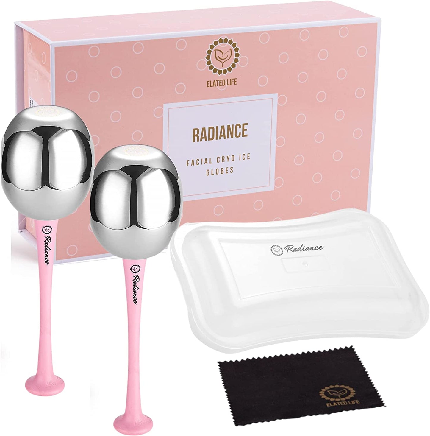 Radiance Ice Globes for Facials Skin Care - Cryo Globes, Non Shatter, Face Cooling Cold Stainless Steel, Cryo Freeze Tool Roller for Depuffing Eyes, Face Massage with a Storage Case & Polish Cloth Health & Beauty > Personal Care > Cosmetics > Cosmetic Tools > Skin Care Tools Elated Life   