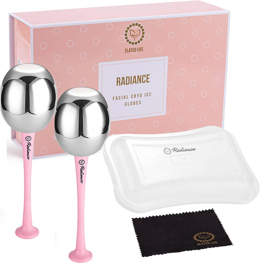 Radiance Ice Globes for Facials Skin Care - Cryo Globes, Non Shatter, Face Cooling Cold Stainless Steel, Cryo Freeze Tool Roller for Depuffing Eyes, Face Massage with a Storage Case & Polish Cloth Health & Beauty > Personal Care > Cosmetics > Cosmetic Tools > Skin Care Tools Elated Life   