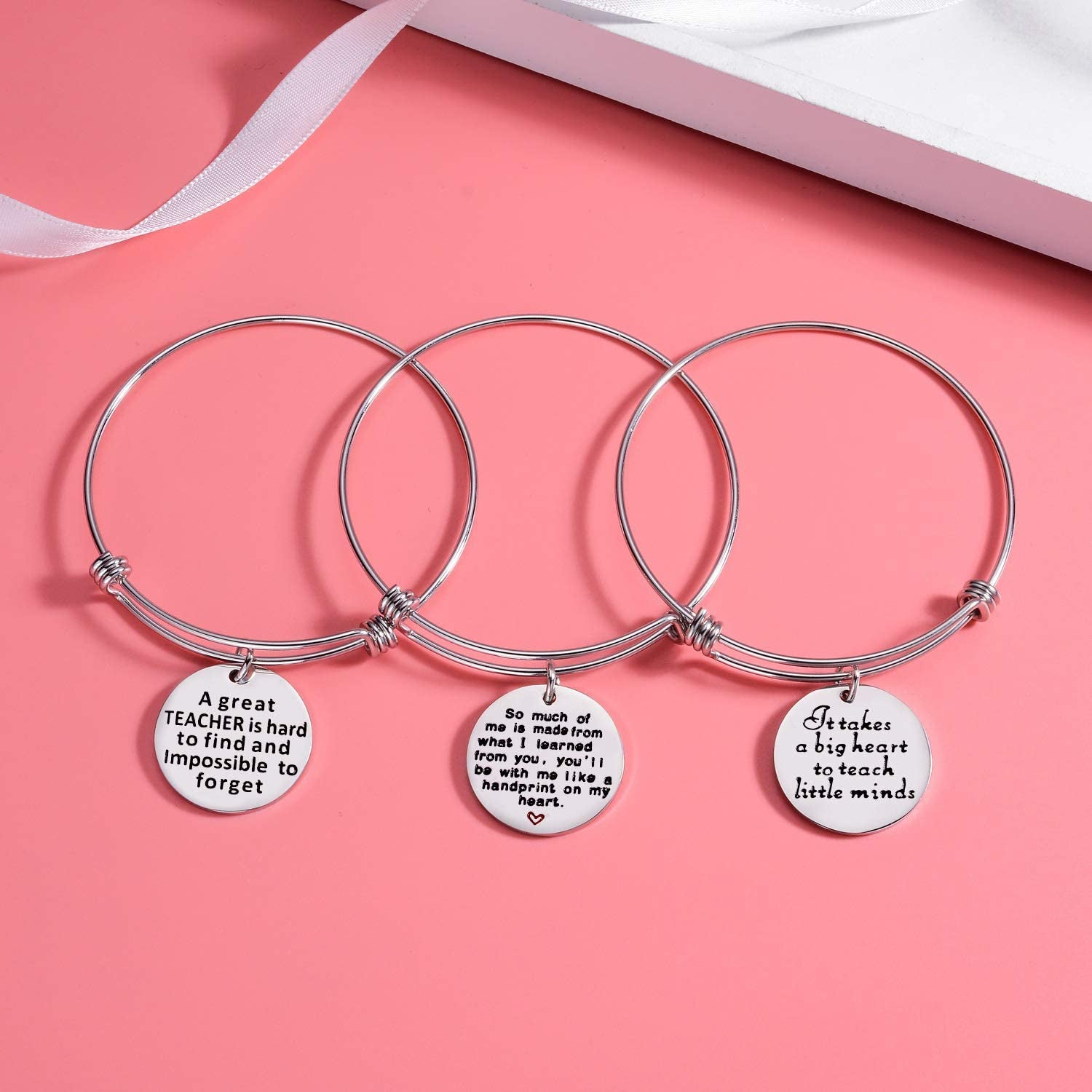 Pack of 3 Teacher Bangles Gifts for Teacher Open School Gifts for Teachers Thank You Bangle Bracelets Apparel & Accessories > Jewelry > Bracelets Nzztont   