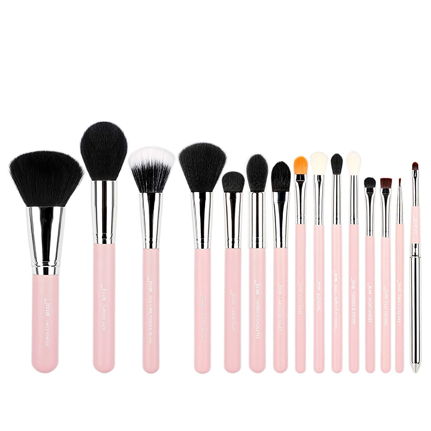 Jessup Pro Makeup Brushes 15 Pcs Makeup Brush Set Beauty Cosmetics Make up Powder Foundation Eyeshadow Eyeliner Blending Lip Brush Tools (Black /Silver) T092 Health & Beauty > Personal Care > Cosmetics > Cosmetic Tools > Makeup Tools Jessup Silver/Pink  