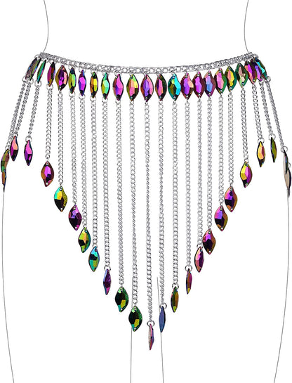 Ccbodily Crystal Body Chain Dress - Boho Layered Body Waist Belly Chain Skirt Festival Jewelry for Women Apparel & Accessories > Jewelry > Body Jewelry CCbodily BDG0092  