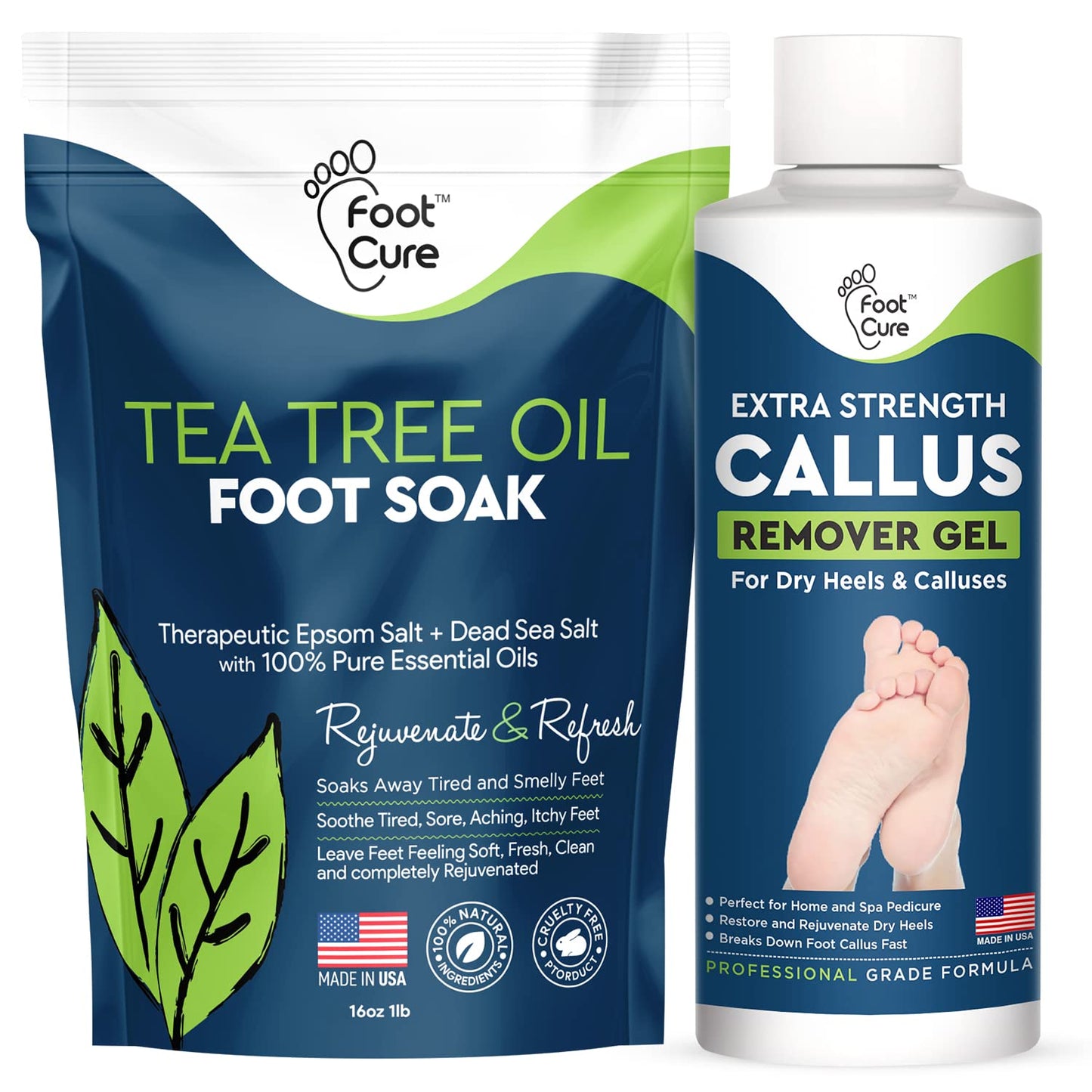 Tea Tree Foot Soak & Callus Remover Gel Kit - Extra Strength Callus Remover Gel & Antifungal Foot Soak with Epsom Salts for Calluses, Dry Cracked Heels, Toenail Fungus & Odor - Pedicure for Tired Feet Health & Beauty > Personal Care > Foot Care FOOT CURE Tea Tree Oil  