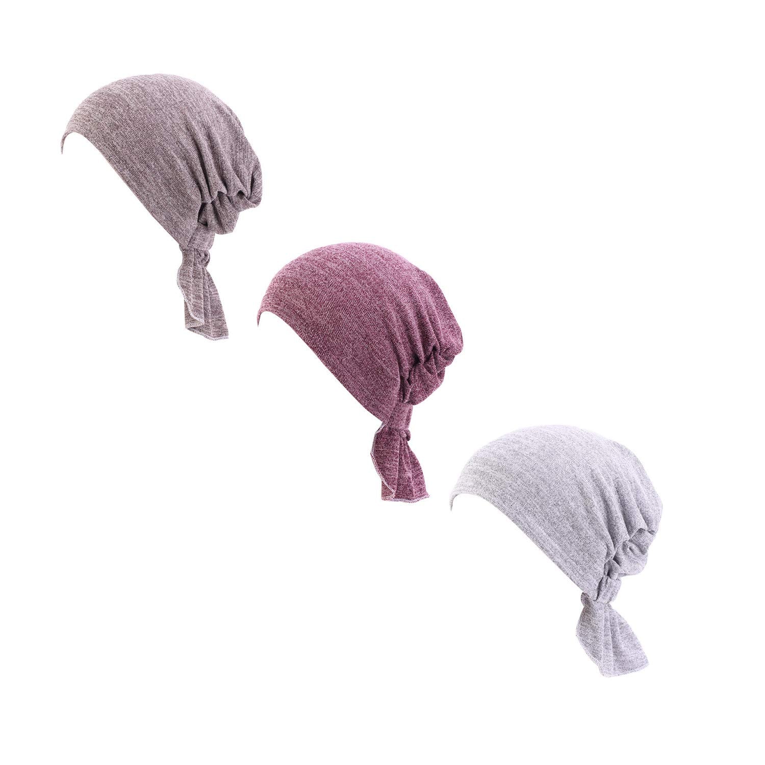 Ci-One Womens 3-Pack Cotton Knit Beanie Sleep Turban Hat Headwear for Cancer J Apparel & Accessories > Clothing Accessories > Headwear Ci-ONE   