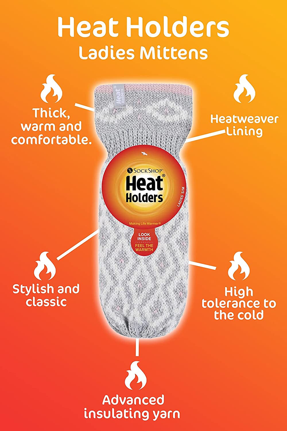 Heat Holders - Womens Warm Fleece Lined Thermal Cold Weather Knit Winter Mittens Apparel & Accessories > Clothing Accessories > Gloves & Mittens HEAT HOLDERS   