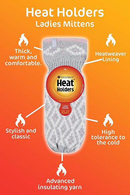 Heat Holders - Womens Warm Fleece Lined Thermal Cold Weather Knit Winter Mittens Apparel & Accessories > Clothing Accessories > Gloves & Mittens HEAT HOLDERS   