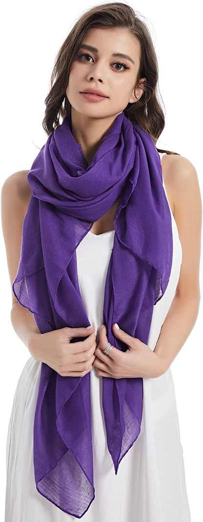 Missshorthair Womens Solid Color Scarfs Long Lightweight Scarf for Women Large Sheer Wrap Shawl Apparel & Accessories > Clothing Accessories > Scarves & Shawls MissShorthair 14 Purple  