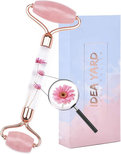 Ideayard Face Roller and Gua Sha Set - Jade Roller anti Aging Massager Tool - Natural Jade Roller for Face and Guasha Stone for Body - Beauty Roller Skin Care Tools Kit for Slimming & Firming Health & Beauty > Personal Care > Cosmetics > Cosmetic Tools > Skin Care Tools ideayard Pink-flower roller  