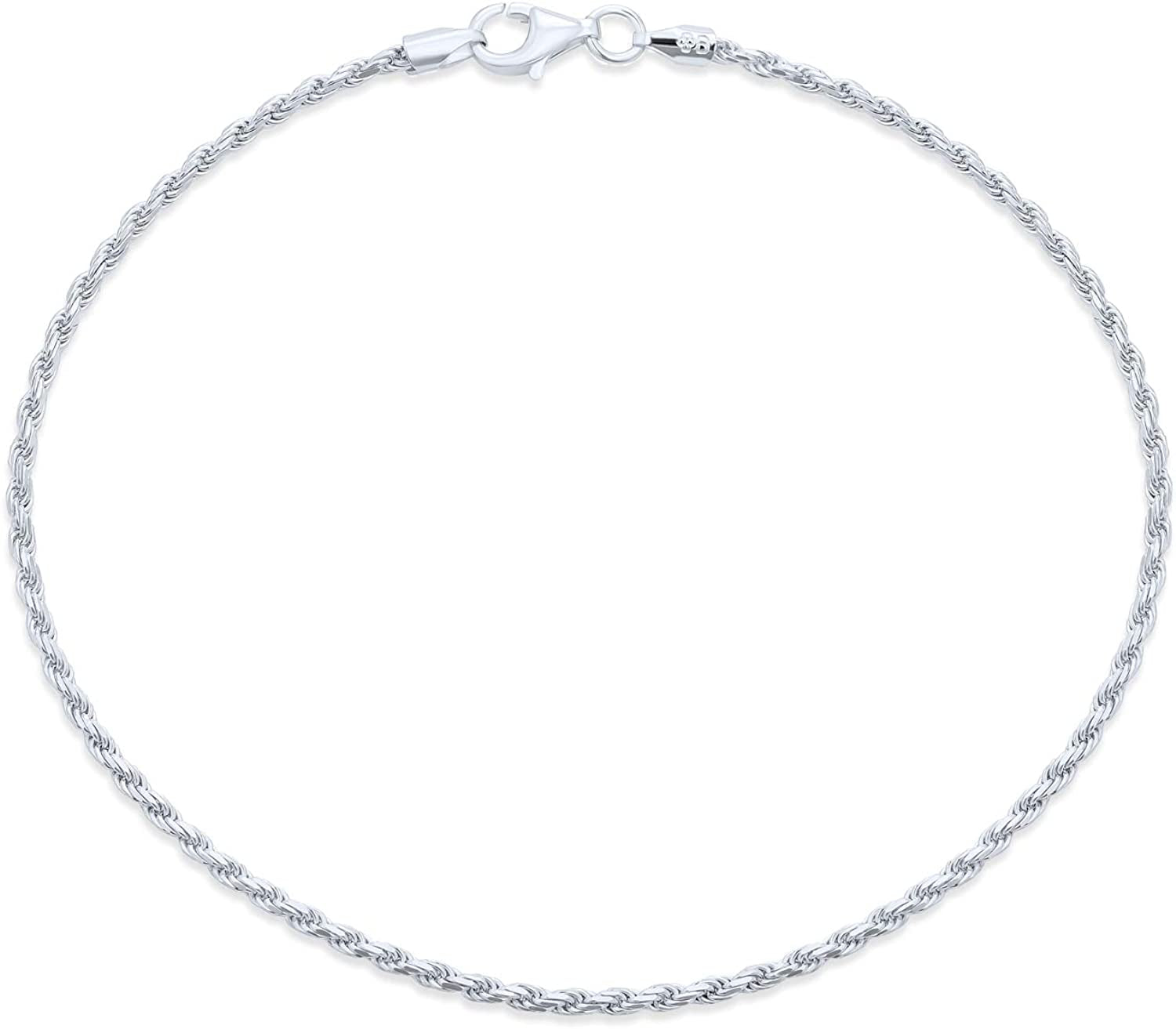 Simple Basic Strong Cable Rope Chain Anklet Ankle Bracelet for Women Teen 14K Yellow Gold Plated .925 Sterling Silver 9 or 10 Inch Made in Italy Apparel & Accessories > Jewelry > Anklets Bling Jewelry Sterling Silver 10 Inches 