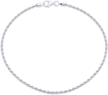 Simple Basic Strong Cable Rope Chain Anklet Ankle Bracelet for Women Teen 14K Yellow Gold Plated .925 Sterling Silver 9 or 10 Inch Made in Italy Apparel & Accessories > Jewelry > Anklets Bling Jewelry Sterling Silver 10 Inches 