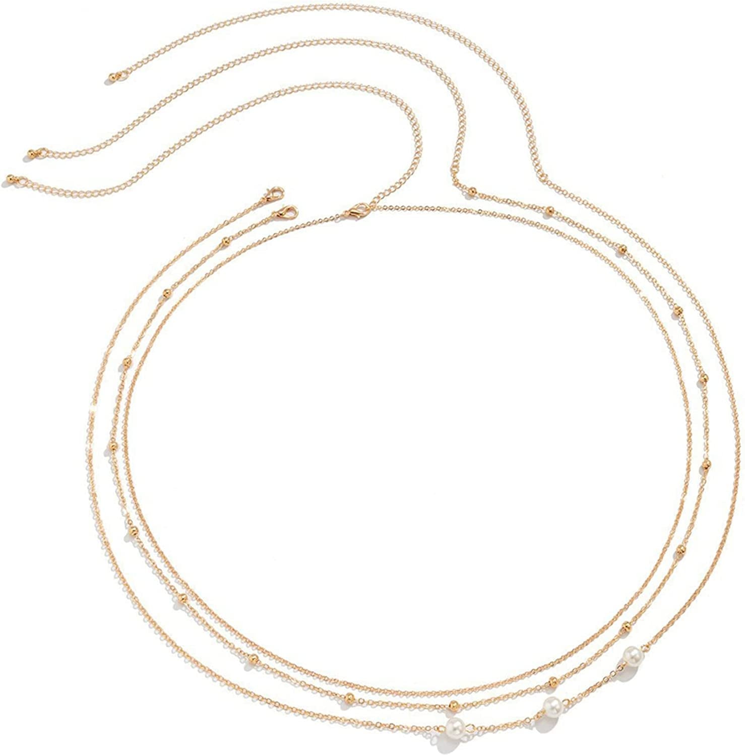 Silver/Gold Layered Waist Chains 26.7''/31.4''Adjustable Belly Chain Jewelry for Women Minimalist Beach Bikini Body Chain Apparel & Accessories > Jewelry > Body Jewelry Otxas   