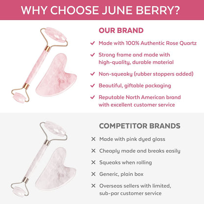 Face Roller Skin Care - Jade Roller Gua Sha Set, Rose Quartz Face Roller | Ultimate Facial Skin Care Products & Beauty Products Tools | Jade Facial Roller for Face and Eye Massager Health & Beauty > Personal Care > Cosmetics > Cosmetic Tools > Skin Care Tools June Berry   