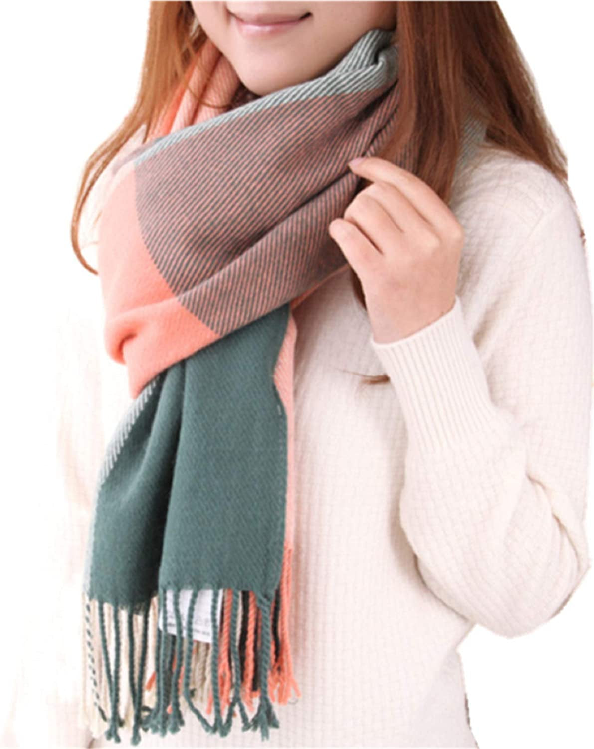 Wander Agio Women'S Fashion Long Shawl Big Grid Winter Warm Lattice Large Scarf Apparel & Accessories > Clothing Accessories > Scarves & Shawls Wander Agio Pinks  