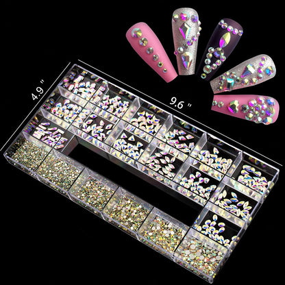Rhinestones for Nails Kit,3486Pcs round AB Nail Rhinestones 354Pcs 3D Multi Shapes Flatback Nail Crystals Diamonds for Nail Design DIY Nail Salon Manicure Decoration Health & Beauty > Personal Care > Cosmetics > Cosmetic Tools > Nail Tools Ailipu AB-3486Pcs  