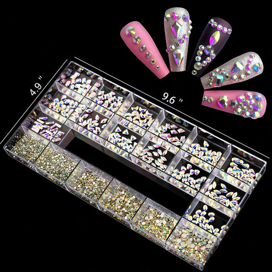 Rhinestones for Nails Kit,3486Pcs round AB Nail Rhinestones 354Pcs 3D Multi Shapes Flatback Nail Crystals Diamonds for Nail Design DIY Nail Salon Manicure Decoration Health & Beauty > Personal Care > Cosmetics > Cosmetic Tools > Nail Tools Ailipu AB-3486Pcs  