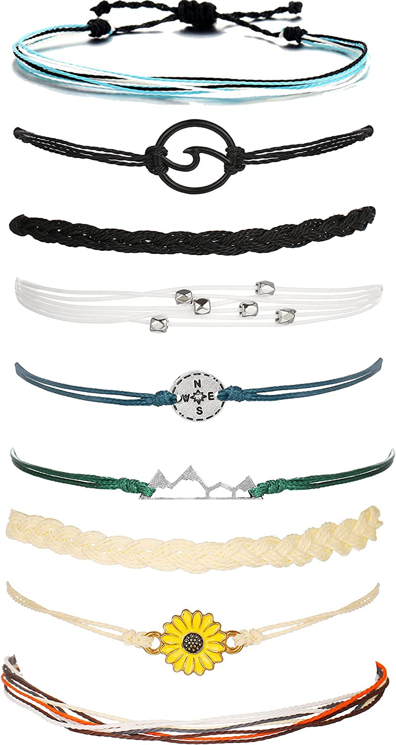Long Tiantian Wave Bracelets for Teen Girls Cute Boho Braided String Beach Ocean Bracelet for Women Summer Jewelry Gift Apparel & Accessories > Jewelry > Bracelets Long tiantian J  