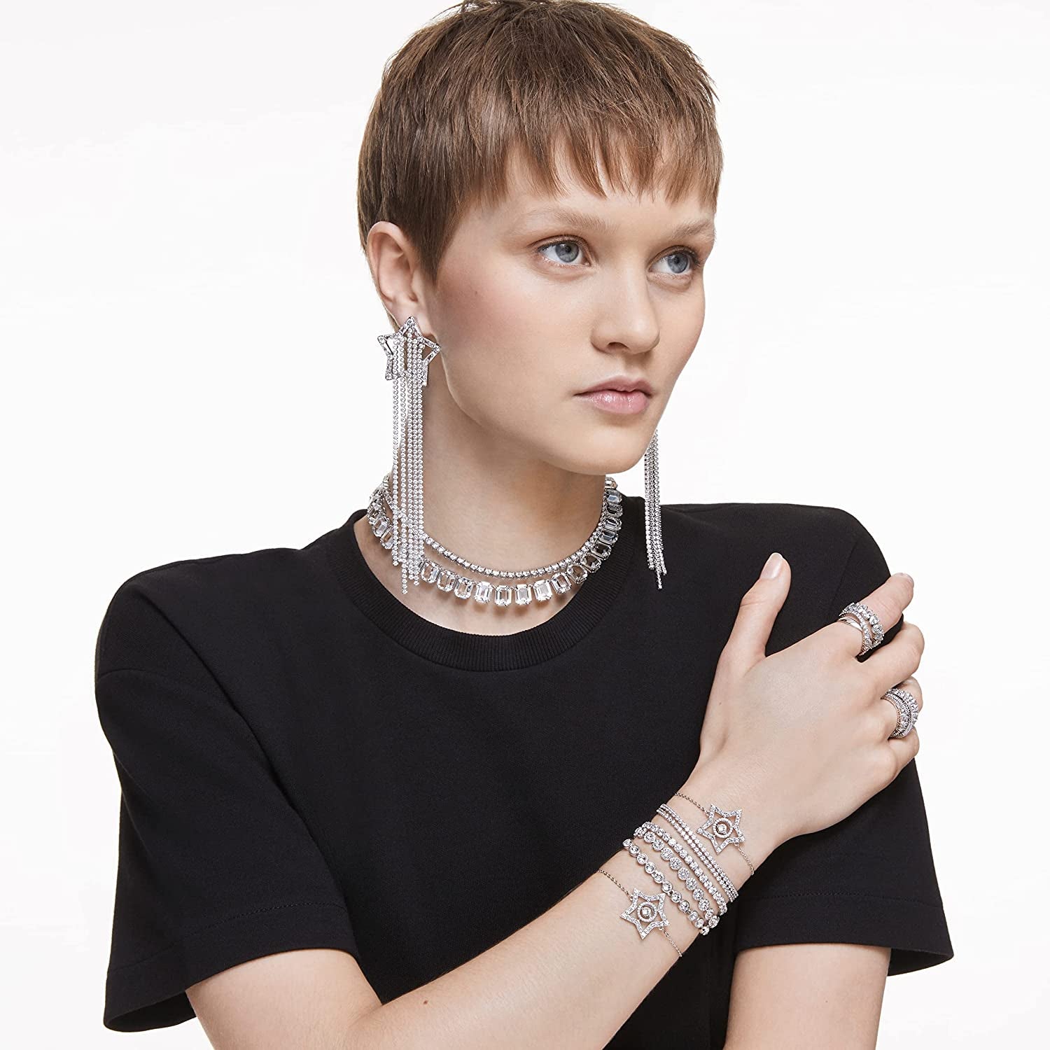 Swarovski Emily Tennis Bracelet Jewelry Collection, Clear Crystals, Blue Crystals, Pink Crystals ( Exclusive) Apparel & Accessories > Jewelry > Bracelets SWAROVSKI   