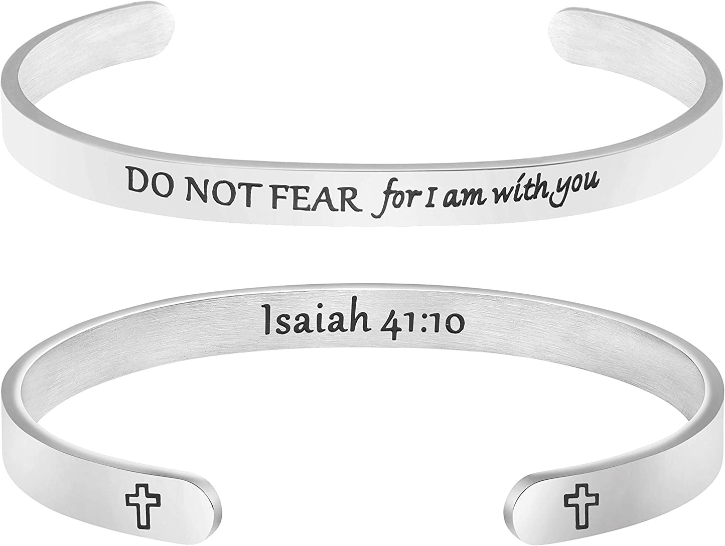 Christian Bracelets for Women Inspirational Gifts Bible Verse Religious Faith Jewelry Cuff Bracelet Mothers Day Christmas Birthday Jewelry for Her Mother Daughter Apparel & Accessories > Jewelry > Bracelets Memgift Isaiah 41:10-Do not fear for I am with you  