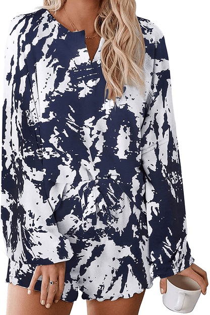 Ekouaer Tie Dye Pajamas Set Womens Loungewear Sleepwear 2 Piece PJ Sets Apparel & Accessories > Clothing > Sleepwear & Loungewear > Pajamas Ekouaer Sweet Long Sleeve 9 XX-Large 