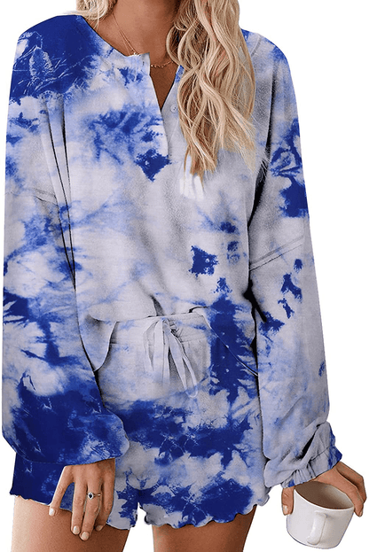 Ekouaer Tie Dye Pajamas Set Womens Loungewear Sleepwear 2 Piece PJ Sets Apparel & Accessories > Clothing > Sleepwear & Loungewear > Pajamas Ekouaer Wonderful Long Sleeve 4 Large 