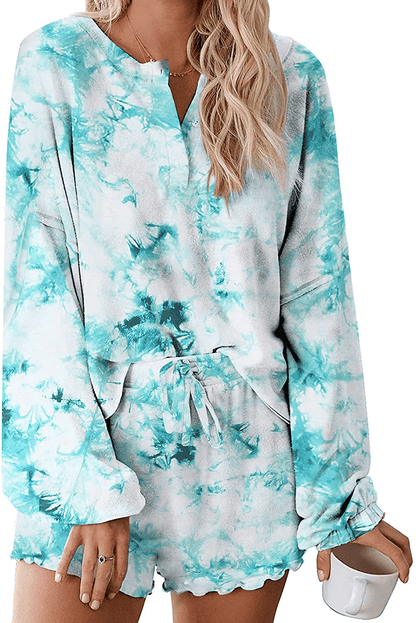 Ekouaer Tie Dye Pajamas Set Womens Loungewear Sleepwear 2 Piece PJ Sets Apparel & Accessories > Clothing > Sleepwear & Loungewear > Pajamas Ekouaer   