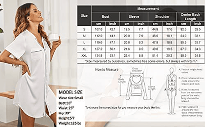 Ekouaer Women’S Silk Satin Nightgowns Sexy Sleepshirt Button down Sleep Dress Short Sleeve Nightshirt V-Neck Sleepwear Apparel & Accessories > Clothing > Sleepwear & Loungewear > Nightgowns Kylie Max   