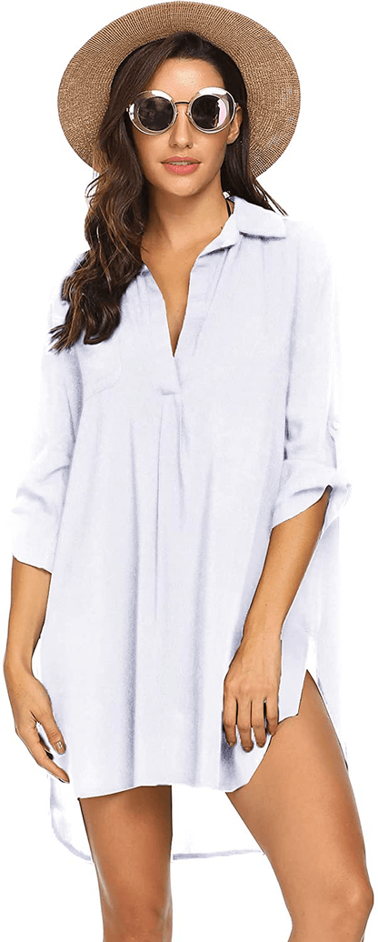 Ekouaer Women'S Swimsuit Beach Cover up Shirt Bikini Beachwear Bathing Suit Beach Dress Apparel & Accessories > Clothing > Swimwear Kylie Max   