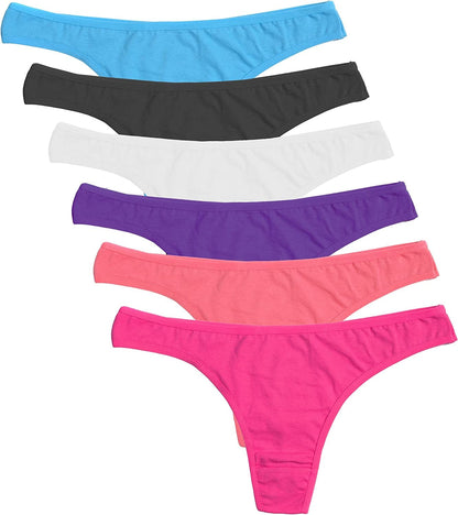 ELACUCOS 6 Pack Women'S Thongs Cotton Breathable Panties Bikini Underwear 6 Colors / X-Large