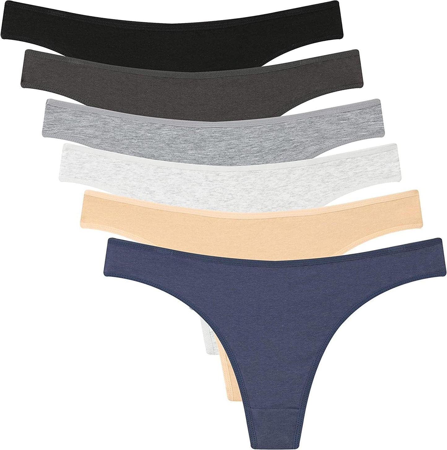 ELACUCOS 6 Pack Women'S Thongs Cotton Breathable Panties Bikini Underwear 6 Pack- Basics / X-Large