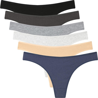 ELACUCOS 6 Pack Women'S Thongs Cotton Breathable Panties Bikini Underwear 6 Pack- Basics / X-Large
