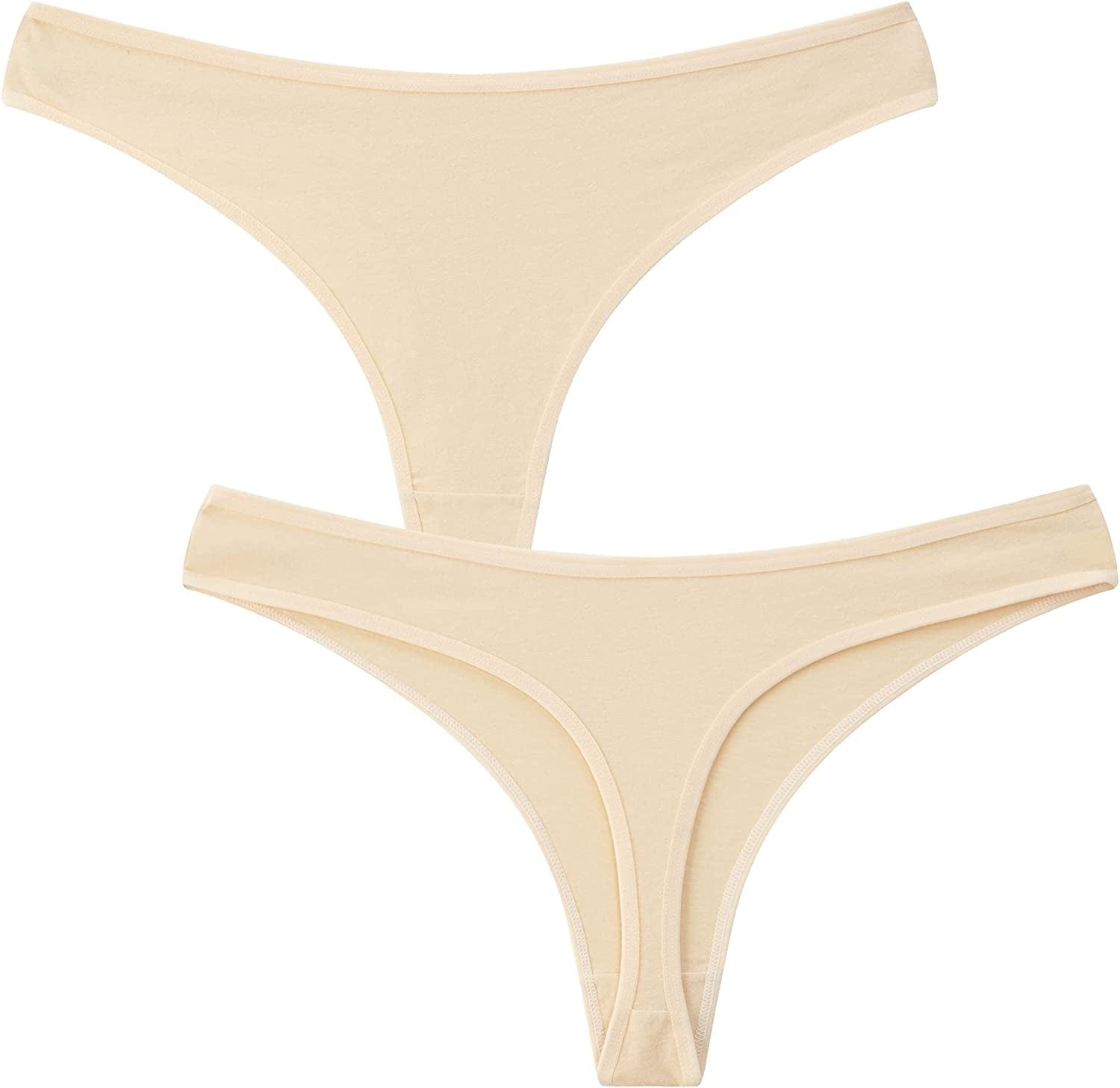 ELACUCOS 6 Pack Women'S Thongs Cotton Breathable Panties Bikini Underwear