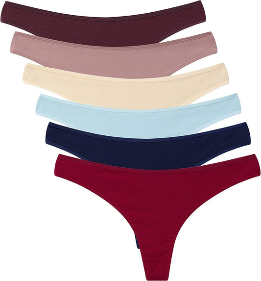 ELACUCOS 6 Pack Women'S Thongs Cotton Breathable Panties Bikini Underwear 6 Pack- Vintage / X-Large
