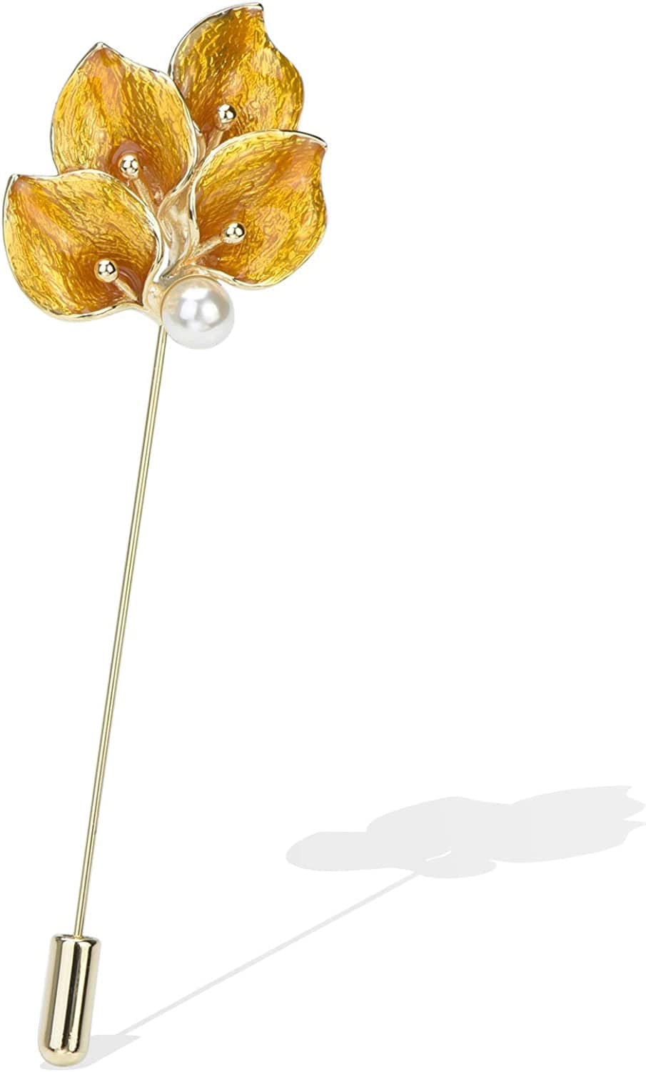 Elegent Calla Lily Flower Cluster Lapel Pins Brooch Crystal Enamel Floral Boutonniere Bouquets Corsage Stick Pin Suit Cardigan Scarf Tie Pins Wedding Bridal Jewelry Gold