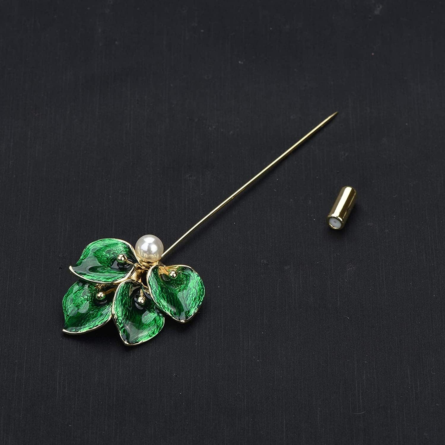 Elegent Calla Lily Flower Cluster Lapel Pins Brooch Crystal Enamel Floral Boutonniere Bouquets Corsage Stick Pin Suit Cardigan Scarf Tie Pins Wedding Bridal Jewelry